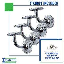 IRONTITE® 4X Chrome Handrail Brackets, Heavy Duty Banister Rail Brackets, Suits Wood Or Metal Stair Banister Rails, Perfectly Finishing The Look of Your Hand Rail (4 Pack)
