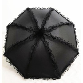 URAWESO Black Parasol Gothic Lolita Lace Umbrella Sun UV Blocker Vintage Victorian Goth Decor Vampire Witch Props