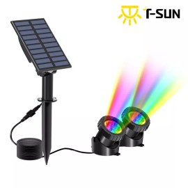 T-SUN 1/2/3/5 PCS LED Solar Pond Light RGB Changing Submersible Underwater Outdoor US - RGB 2 lights