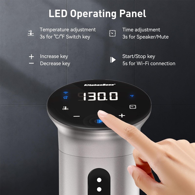 KitchenBoss Wifi Sous Vide Cooker: Ultra-quiet Sous Vide Machine Immersion