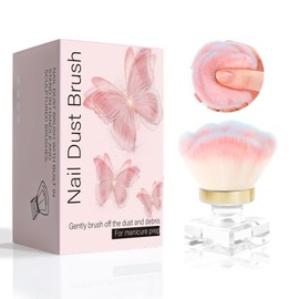 ANGNYA Nail Dust Brush, Pink Rose Soft Duster Brush Art Dust Powder Remover Makeup Manicure Brushes Clean Up Tools for Acrylic Nails