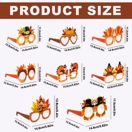 LUTER 8 Pairs Interesting Thanksgiving Party Glasses, Autumn Theme Turkey Eyeglasses Photo Props Cosplay Party Glasses for Thanksgiving Day Christmas Birthday Carnival Party Supplies(Style 2)