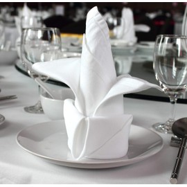 96 pieces White Dinner Napkins for Banquets & Restaurants, Commercial Grade 100% Polyester with Soft Cotton Touch, 20 , Made in USA, Priced Bulk Packing