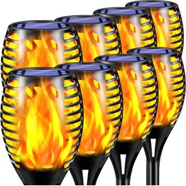 TomCare Paquete de 8 Luces Solares para Exteriores con Llamas Parpadeantes Antorcha Luces Decorativas para Jardín Alimentadas por Energía Solar Impermeables Iluminación para Jardín Patio Jardín