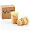 SUBEKYU Bamboo Dish Scrub Brushes for Kitchen, Wooden Cleaning Scrubbers