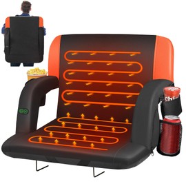 HOPERAN 23" Dual-Sided Heated Stadium Seats for Bleachers with Back Support, 3 Levels Heating Bleacher Seats with Backs and Cushion Wide, 5 Pockets Portable Stadium Chair for Outdoor Games Sports