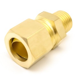 AHFMANG 5PCS Brass Compression Tube Pipe Fitting Connector 1/4" NPT x 1/2" OD Male Straight Coupling Adapter