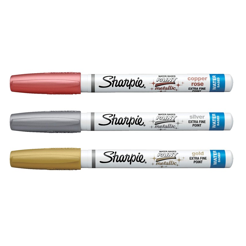 SHARPIE Paint Marker, 3-Count, Metallic Assorted, 3 count