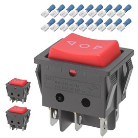 3-Pack Momentary Rocker Toggle Switch, (ON)/Off/(ON) DPDT 6Pin Heavy Duty 20A Boat Switches for Home Auto Car Marine Boat, KCD4-223, Red with Arrow Symbol