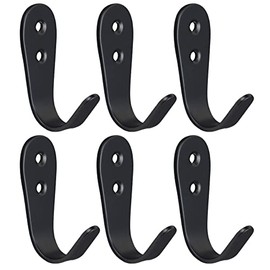 eForwish Stainless Steel し Coat Hooks Wall Mounted Backpack Hooks Hat Hooks Single Hooks Bath Towel Hook Heavy Duty Hangers (6 Pack Black)