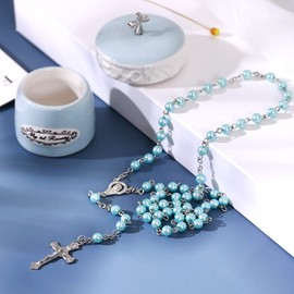 My First Rosary Cross for Boy Keepsake Box and Rosary Gifting Set, Blue
