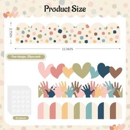 Cardkiss Boho Bulletin Board Border, 91.8 Ft Boho Theme Scalloped Trim Borders for Bulletin Board Decoration, Walls, Desks, Windows, Doors, Classrooms, Home School