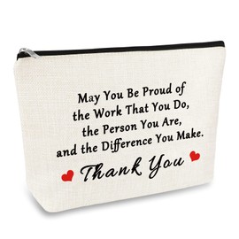 Thank You Gift for Women Makeup Bag Inspirational Appreciation Gift for Employee Volunteer Social Worker Nurse Teacher Friends Thanksgiving Graduation Birthday Gifts Cosmetic Bag Travel Pouch