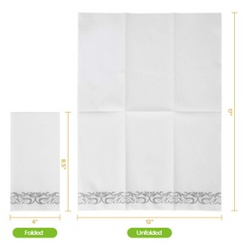 FOCUSLINE 100 Linen Feel Bathroom Napkins, Soft and Absorbent Disposable Guest Towels, Cloth-Like Paper Hand Towels Decorative Napkins for Dinners, Parties, Weddings or Events, Silver, 12" x 17"