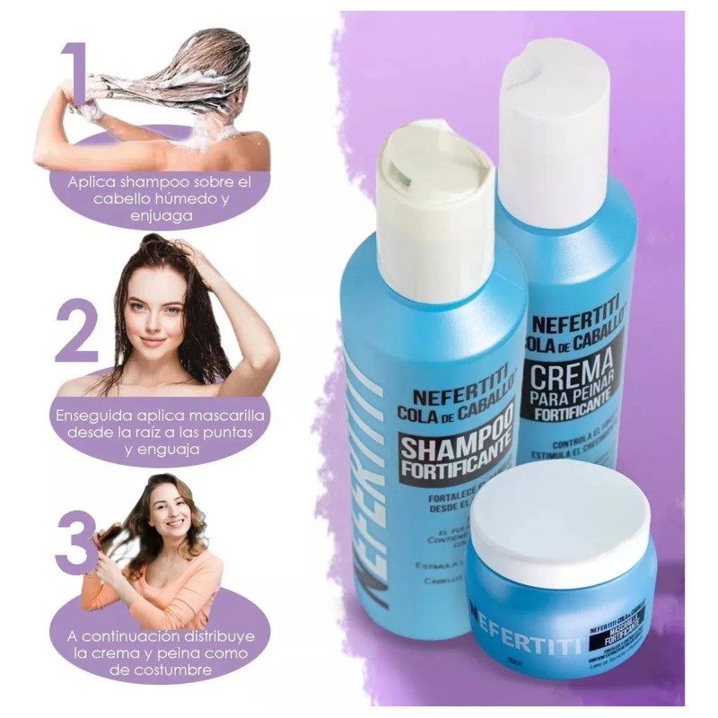 Kit Tratamiento Cola De Caballo Mayor Crecimiento Nefertiti