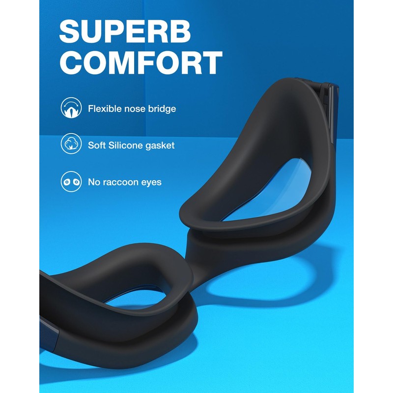 ZIONOR Optical Swimming Goggles G1 Leak-Proof (A1 All Black -200)