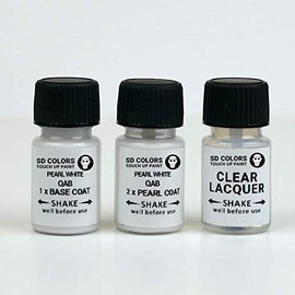 SD COLORS QAB 15ML Paint Repair Pen Kit with Brush Color Code QAB Pearl White (Paint + Varnish)