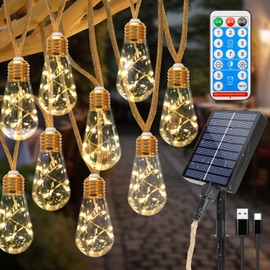 Coomoors Solar Fairy Lights Outdoor 8 m 16 Bulbs 8 Modes Solar Fairy Lights Outdoor Waterproof IP65 Fairy Lights Outdoor Solar for Garden, Patio, Balcony, Wedding, Trees, Warm White