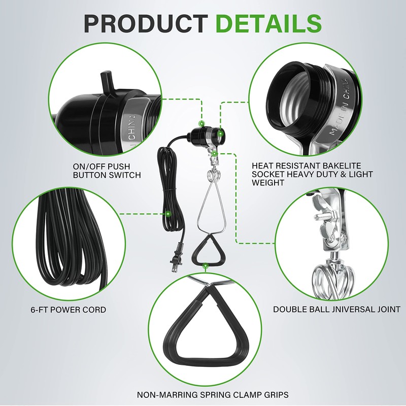 Simple Deluxe HIWKLTCLAMPSOCKETX2 2-Pack 18/2-Gauge Brooder and Heat Clamp Lamp