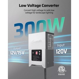 DEWENWILS 300W Low Voltage Landscape Transformer with Photocell Sensor & Timer,