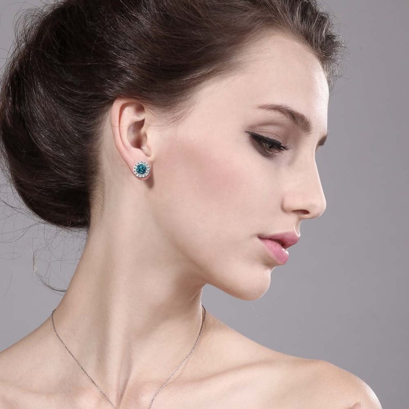 Gem Stone King Pendientes de tuerca de plata de ley