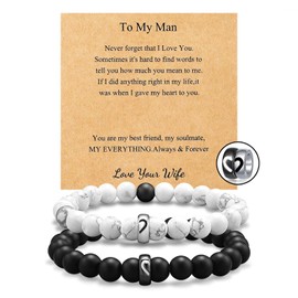 Matching Couples Bracelets Long Distance Bracelets Couples Gifts for Girlfriend Boyfriend Valentines Day Love Heart Charm Bracelet Gifts for Couples