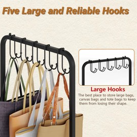 Floor-Standing Purse Organizer with Practical Purse Hanger, Tall & Vintage Purse Rack Stand for Purse Storage, High-Capacity Handbag Organizer, Multi-Purpose Purse Storage Organizer for Small Place