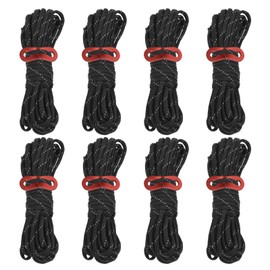 PATIKIL 4mm 13ft Tent Rope, 8 Pack Reflective Guy Lines with Aluminum Adjuster Tensioner Guyline Tent Cords for Outdoor Camping Hiking Backpacking Tent Tarp Canopy, Black