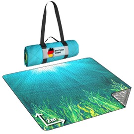 StarK® Ocean Picnic Blanket, 200 x 200 cm, Waterproof, 3-Layer Beach Blanket, Sand-Free, No Seams, Washable Beach Mat, Padded (Ocean)