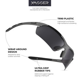 Xagger Polarized Wrap Around Sport Sunglasses for Men Women UV400 Baseball Softball Running Cycling Glasses