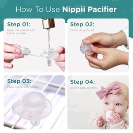 Nippii Freezable Baby Teether and Pacifier. Fill with Water and Freeze. Cold Soothing Relief for Teething Babies