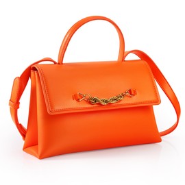 Mini Purses for Women, Top Handle Crossbody Bag Stylish Tiny Clutch Handbag, Work Tote Bags Quilted Handbags Shoulder Purses, Orange