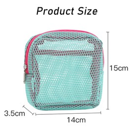 FFWTPY Cosmetic Bags for Women Grid Transparent Cosmetic Bag Small Makeup Bag with Metal Zip for Travel, Green