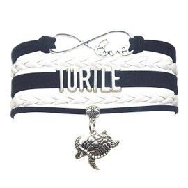 HHHbeauty Tortoise Sea Turtle Bracelet Infinity Turtle Friendship Gifts Sea Turtle Jewelry Wrap Bracelet Gifts For Adult Turtle Lovers, Vacation, Turtle Themed Gifts (Black and White)