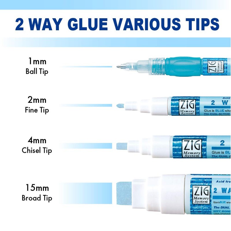 Kuretake Zig 2Way Glue Pen, 4mm Chisel Tip, 3 ps