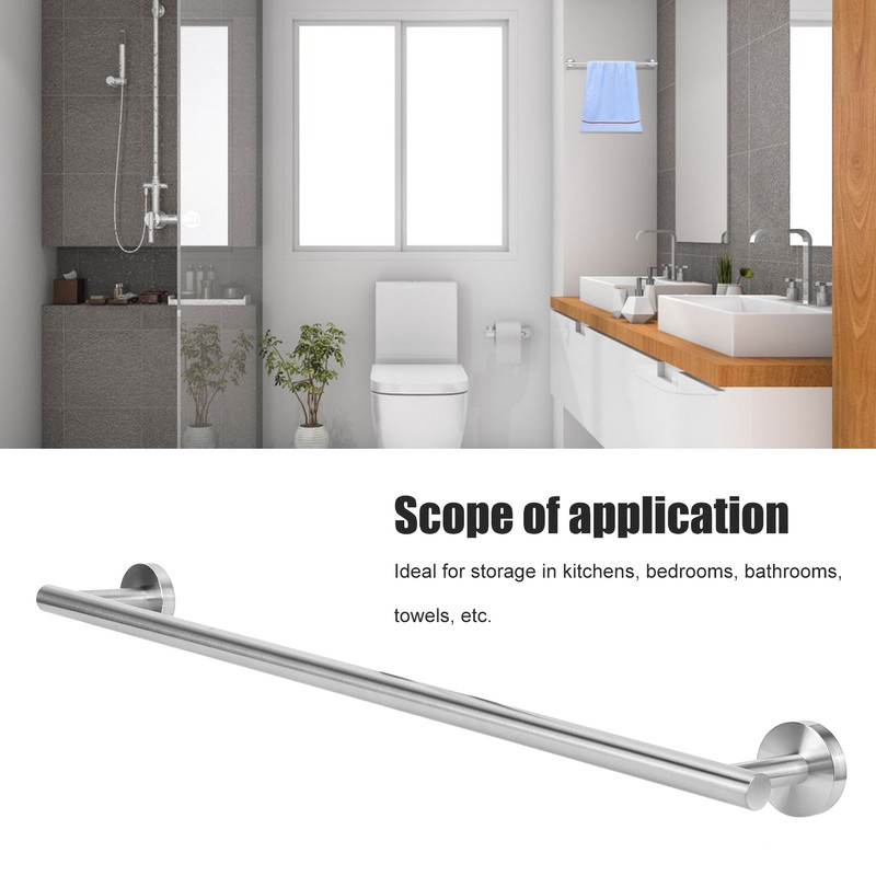 Stainless Steel Single Rod Towel Rack Round Base Bathroom Bedroom