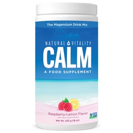 Natural Vitality Natural Calm - RLS - Restless Legs - Relaxation - Stress - Muscle Cramps - Tension - Unwind - Amazing Taste - Raspberry Lemon - 226 gram (8oz)