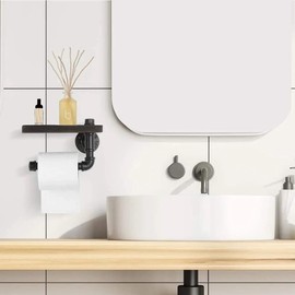 Farmhouse Toilet Paper Holder with Shelf (Brown)