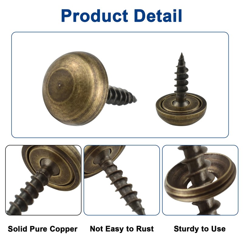 ZIUZI Brass Decorative Screws with Caps, 8 Pack Antique Bronze
