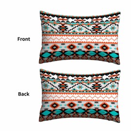 Mugod Throw Pillow Case Colorful Bohemian Aztec Tribal Stripes Geometric Diamond Triangles Pattern,Decorative Home Cushion Cover Home Rectangle 20x30 Inches Pillowcases