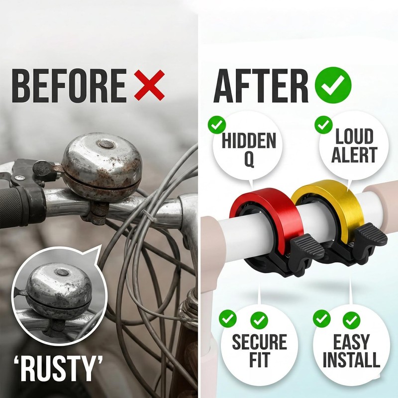 Hopzab Bicycle Hidden Bell, Loud Horn, Q-Shape Design, Secure Fit