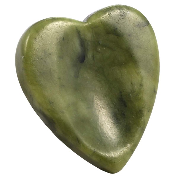 mookaitedecor Green Jade Thumb Stone Crystal Gemstone Massage Stone with Hollow Worry Stone for Healing Reiki Size Approx. 47 x 44 x 7 mm (Pack of 2)