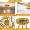 11.81" Brushed Gold Semi Flush Mount Ceiling Light Modern Glass