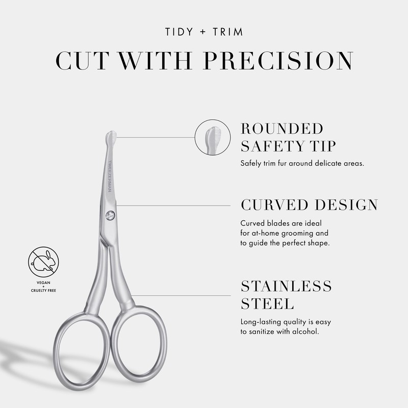 Tweezerman Pet Grooming Scissors, Stainless Steel Rounded Tip Trimming Shears