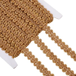 CABODYALS 18.29M 14mm Wheat Braid Gimp Trim Glitter Upholstery Woven Trimming Wave Fringe Lace Edging Fabric Vintage Gold Garland Ribbon for Sewing Making Diy Craft Clothes Curtain Decor Gift Wrapping