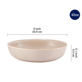 Bico Light Beige Pasta Bowls Set, Set of 4, Microwave and Dishwasher Safe, for Spaghetti, Pasta, Soup