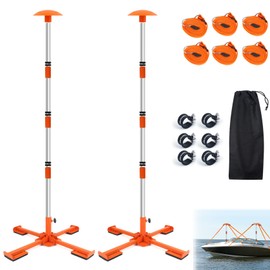 Boat Cover Support Poles System, Adjustable Aluminum Boat Cover Poles 16"-59", Support System 4-Stage Extension with Heavy Duty Metal Base (Orange 2 Set)