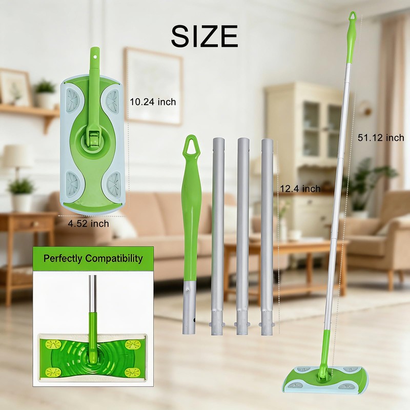 Mop Handle Compatible with Swiffer, Detachable Extra Long Mop Handle