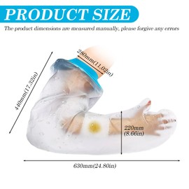 WANDGU Cast Protection Waterproof Arm: Plaster Arm Shower Protective Cover, Cast Protection Arm Adult, Shower Protection Hand, Reusable for Hand Elbow and Wrist 63 cm, Shower, Bathroom, Adult