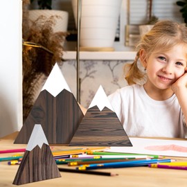 3 Pcs 3 Size Mountain Shelf Decor Mountain Wooden Sign Farmhouse Wood Mountain Decor Woodland Nursery Decor Travel Adventure Mountain Table Centerpiece for Home Farmhouse(Coffee)